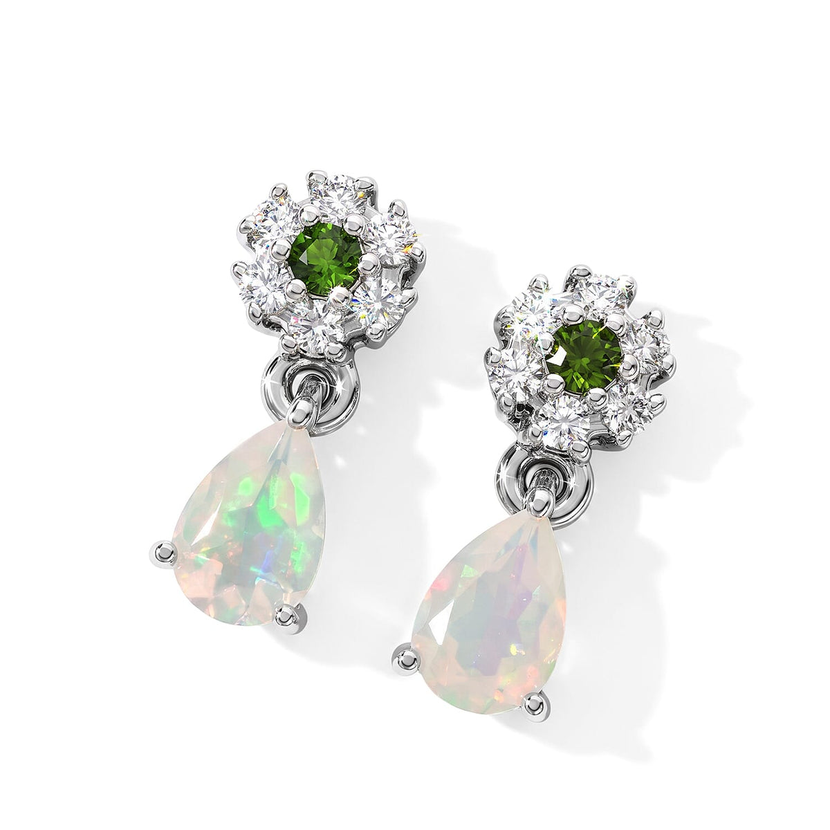 EverTrue Premium Cherry Citrine and Multi Gemstone 1.00 ctw Dangling Earrings in Platinum Bond
