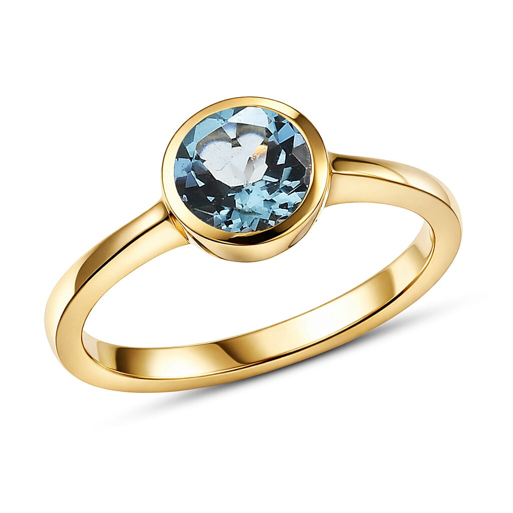 D'Joy Mozambique Garnet Solitaire Ring in 18K Vermeil YG Over Sterling Silver Size 10 0.90 ctw