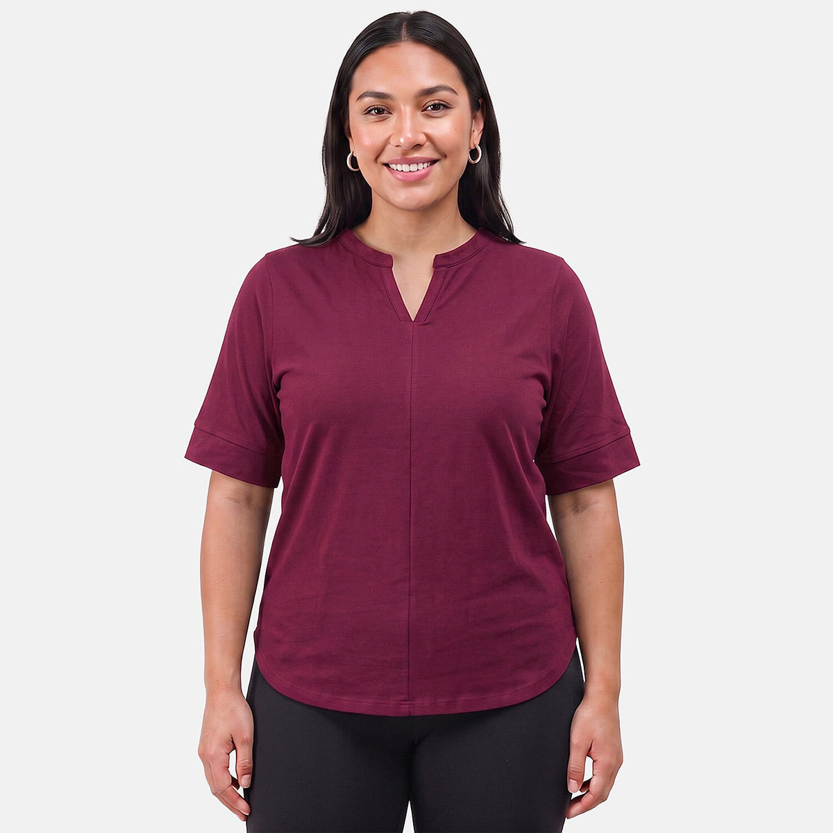 La Marey Purple Split Neck Top - One Size Missy