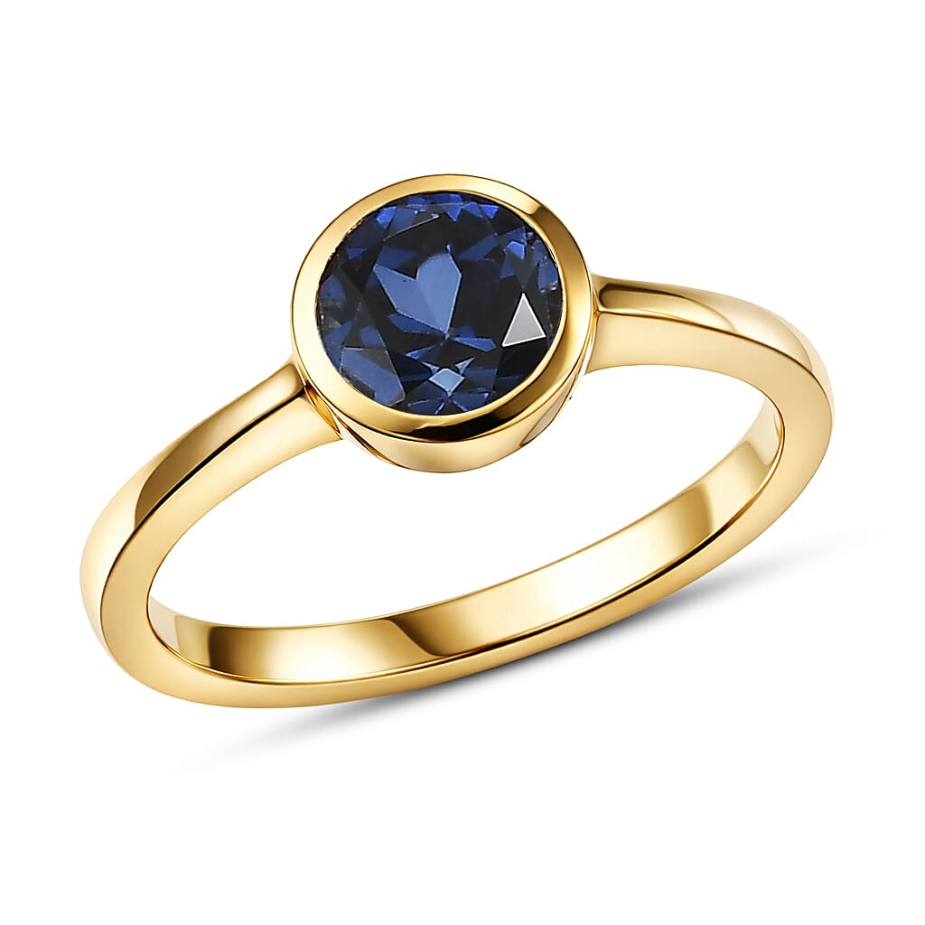 D'Joy Mozambique Garnet Solitaire Ring in 18K Vermeil YG Over Sterling Silver Size 10 0.90 ctw