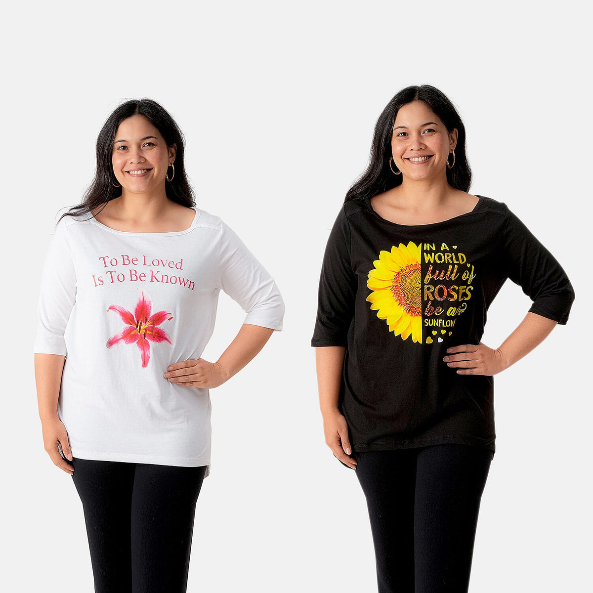 La Marey Set of 2 Black and White Long Sleeves Top - One Siz