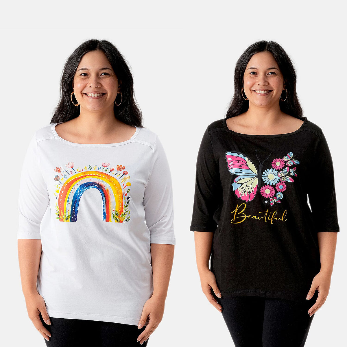 La Marey Set of 2 Black and White Long Top - On