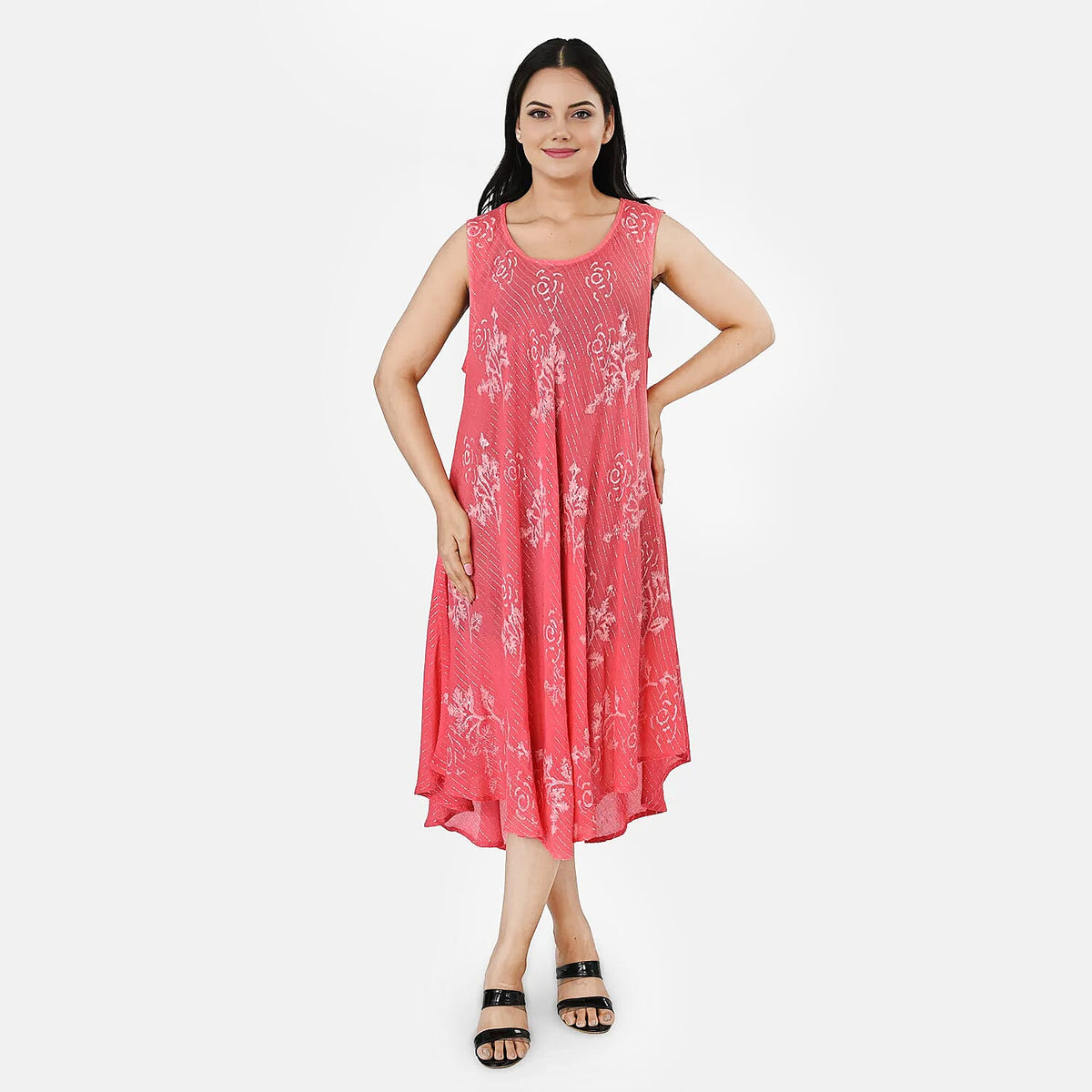 La Marey Purple Lurex Block Printed Umbrella Dress- One Size Fits Most