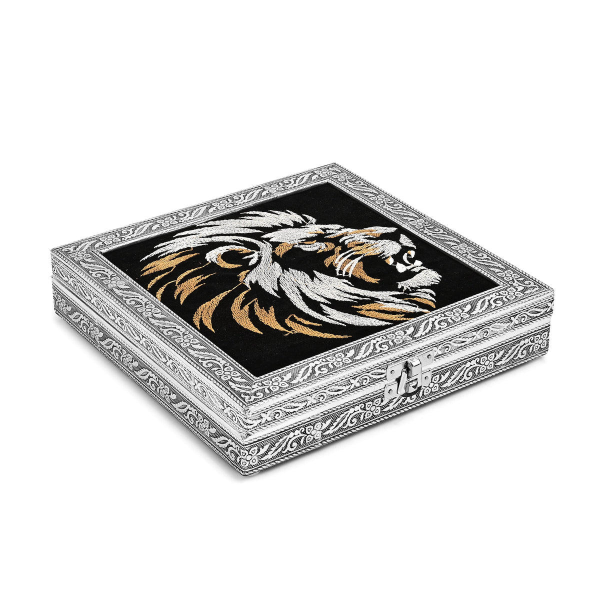 Livmore Silver and Golden Butterfly Embossed Jewelry Ring Box (8"x8x"2")