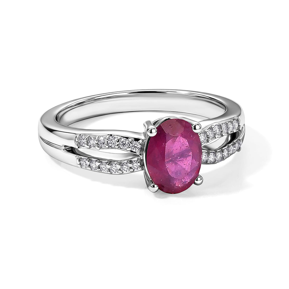 EverTrue Niassa Ruby (FF), Moissanite Ring in Platinum Bond (Size 10.0) 1.20 ctw