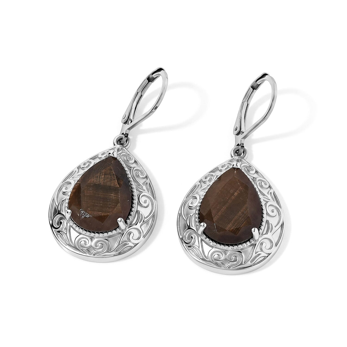EverTrue Chocolate Sapphire Earrings in Platinum Bond 13.60 ctw