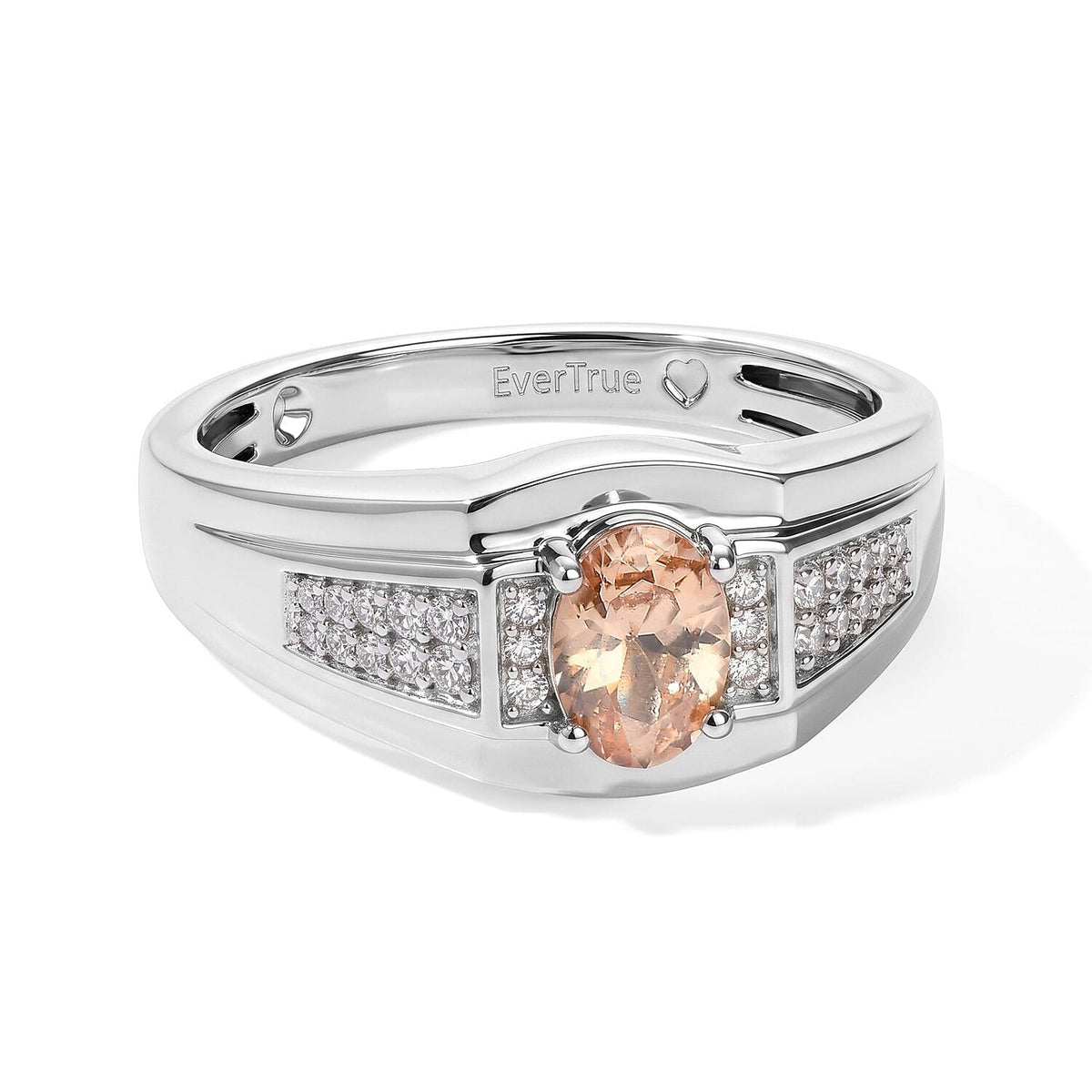 EverTrue Champagne and White Zircon 1.40 ctw Ring in Platinum Bond (Size 10.0)