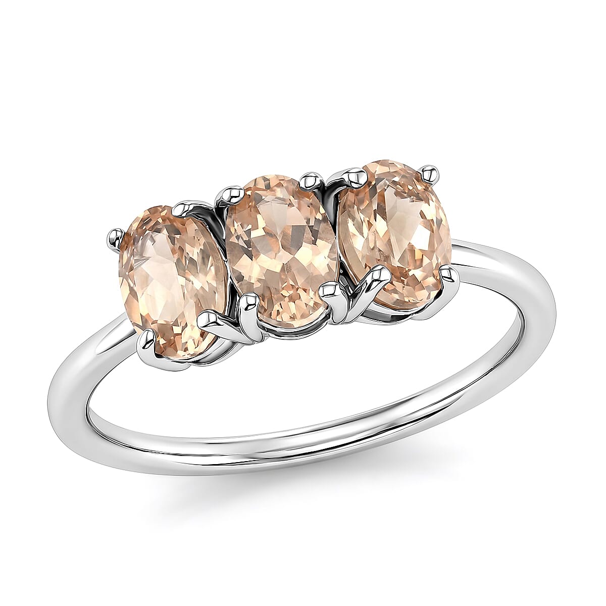 EverTrue Imperial Garnet 3 Stone Ring in Platinum Bond (Size 10.0) 2.60 ctw