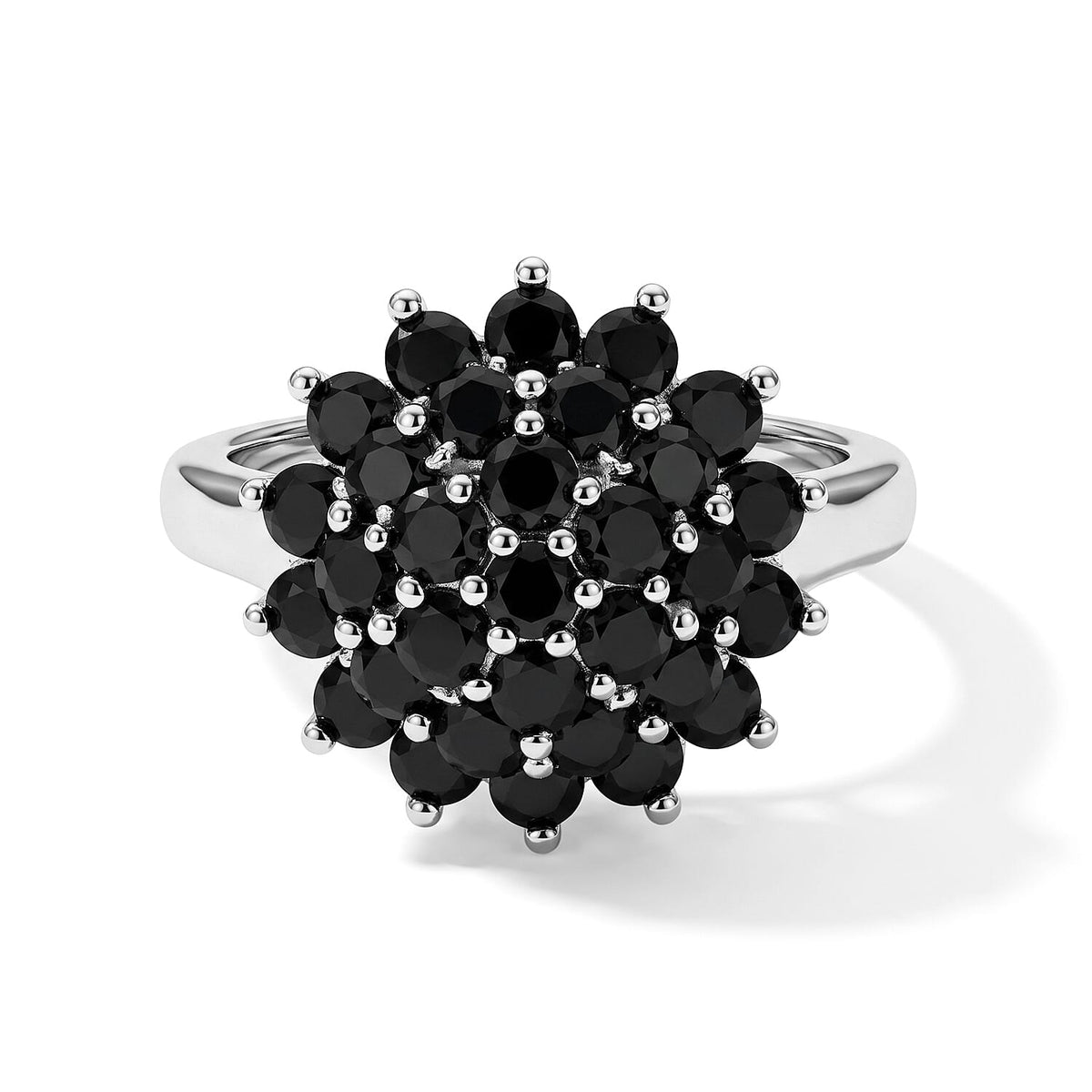 EverTrue Thai Black Spinel 2.90 ctw Cluster Ring in Platinum Bond (Size 10.0)