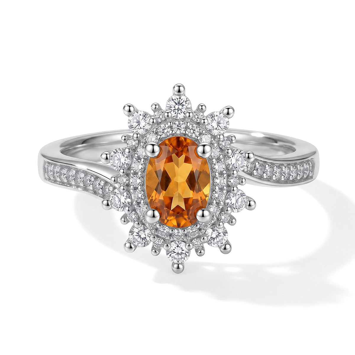 EverTrue Santa Ana Madeira Citrine and White Zircon 0.90 ctw Ring in Platinum Bond (Size 10.0)