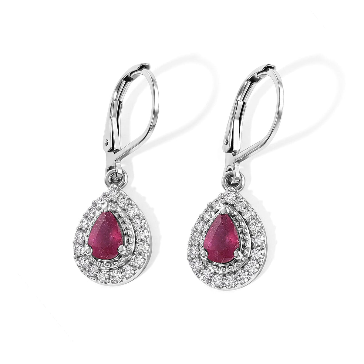 EverTrue Brazilian Petalite and White Zircon 1.35 ctw Lever Back Earrings in Platinum Bond