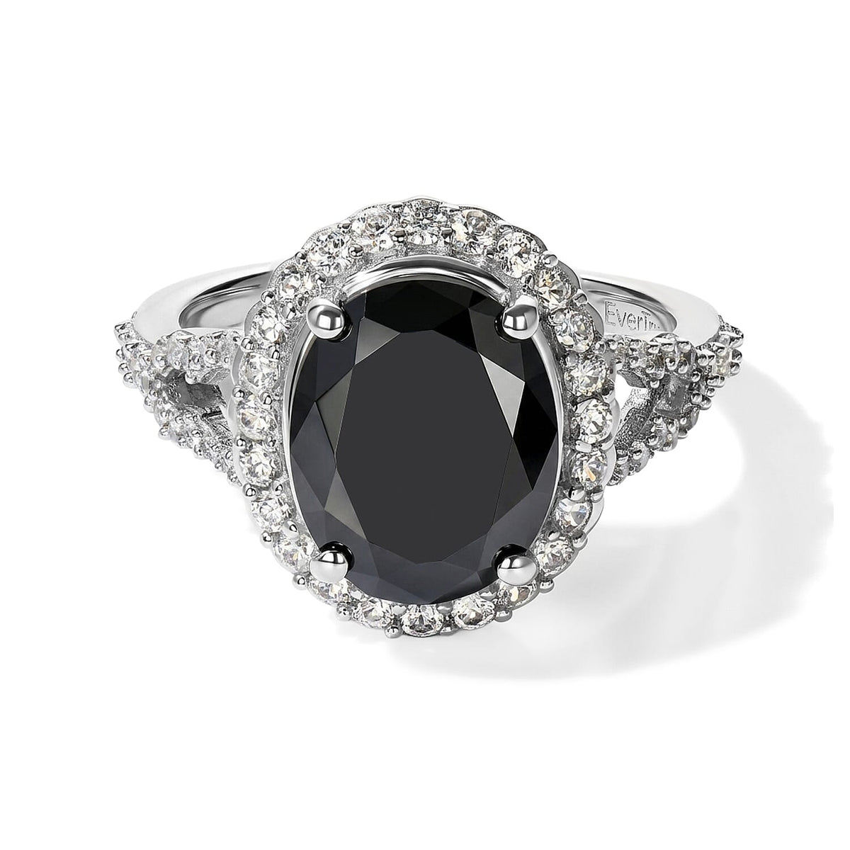 EverTrue California Black Jade, White Zircon Ring in Platinum Bond (Size 10.0) 4.60 ctw