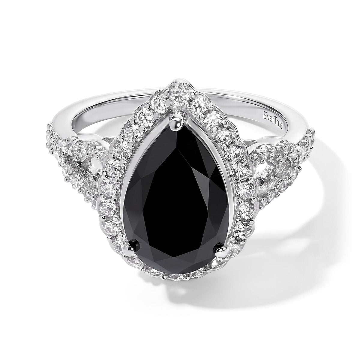 EverTrue California Black Jade and White Zircon 4.00 ctw Ring in Platinum Bond (Size 10.0)