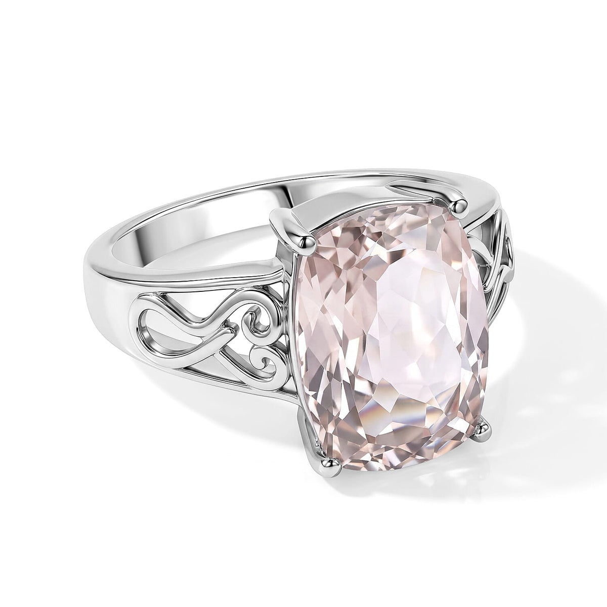 EverTrue Morganite Mystic Quartz Ring in Stainless Steel (Size 10) 8.60 ctw