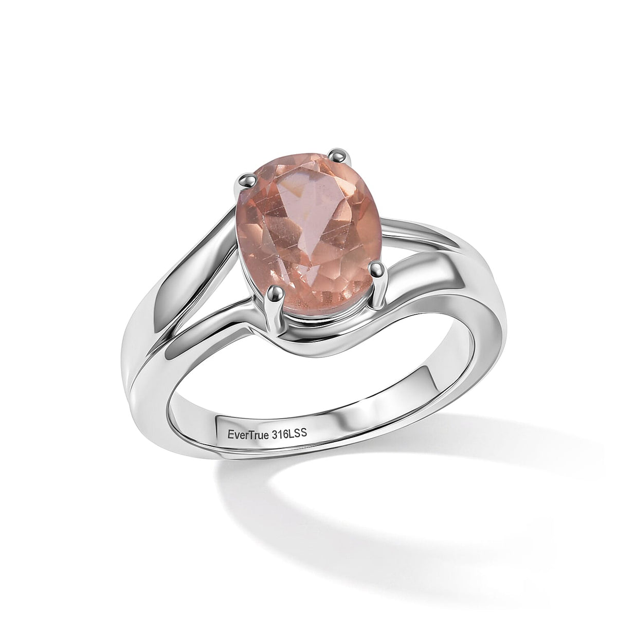 EverTrue Teal Fluorite 3.15 ctw Solitaire Ring in Stainless Steel (Size 10)