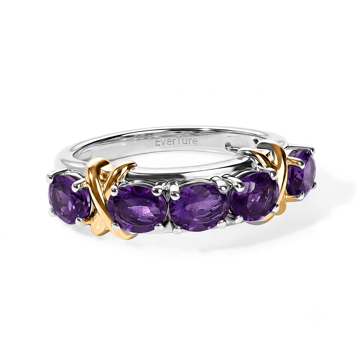 EverTrue African Amethyst Ring in 18K YG Plated and Platinum Bond (Size 10.0) 1.70 ctw