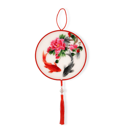 Livmore Multi Color Red Floral Print Double Sided Embroidery Wall Decoration
