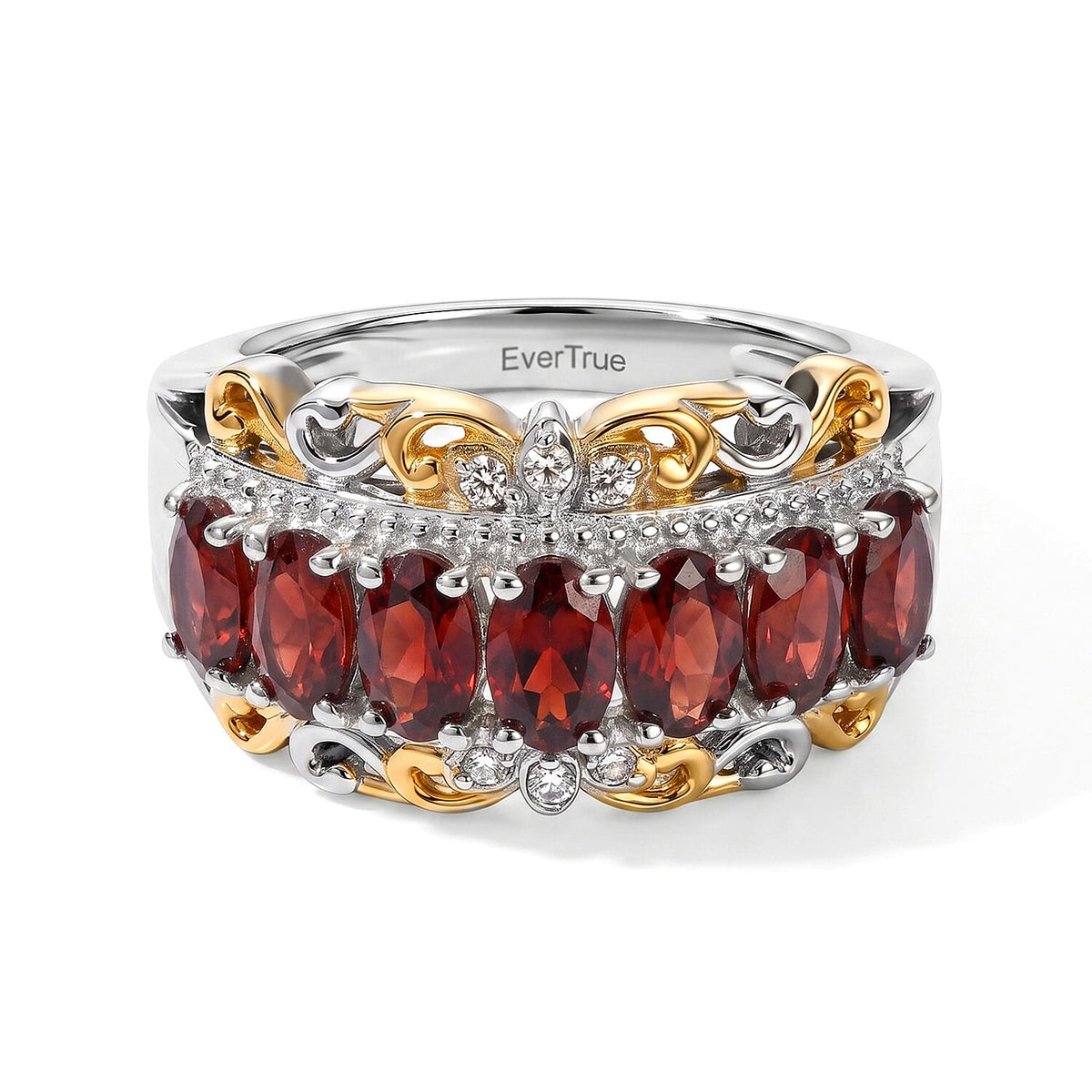 EverTrue African Amethyst and White Zircon 1.65 ctw Ring in 18K YG Plated and Platinum Bond (Size 10.0)