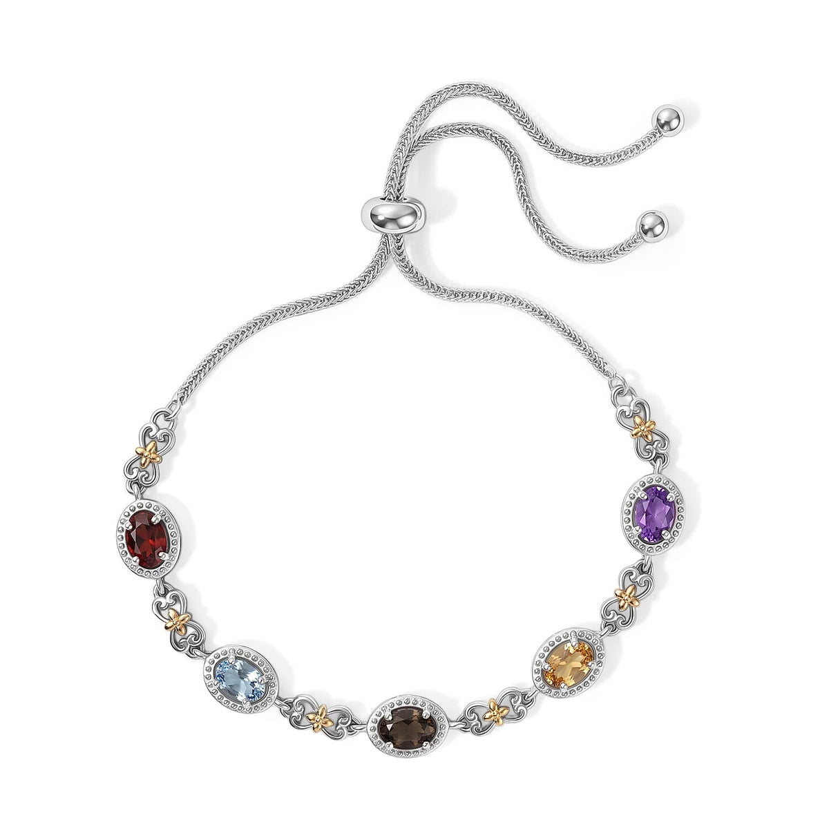 EverTrue African Amethyst 2.15 ctw Cluster Bracelet in 18K YG Plated and Platinum Bond (10.50 In)
