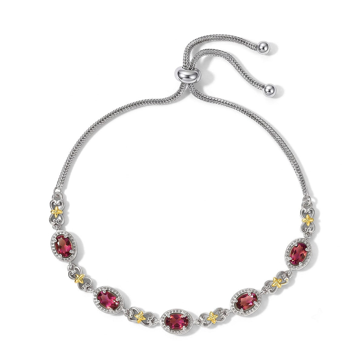 EverTrue African Amethyst 2.15 ctw Cluster Bracelet in 18K YG Plated and Platinum Bond (10.50 In)