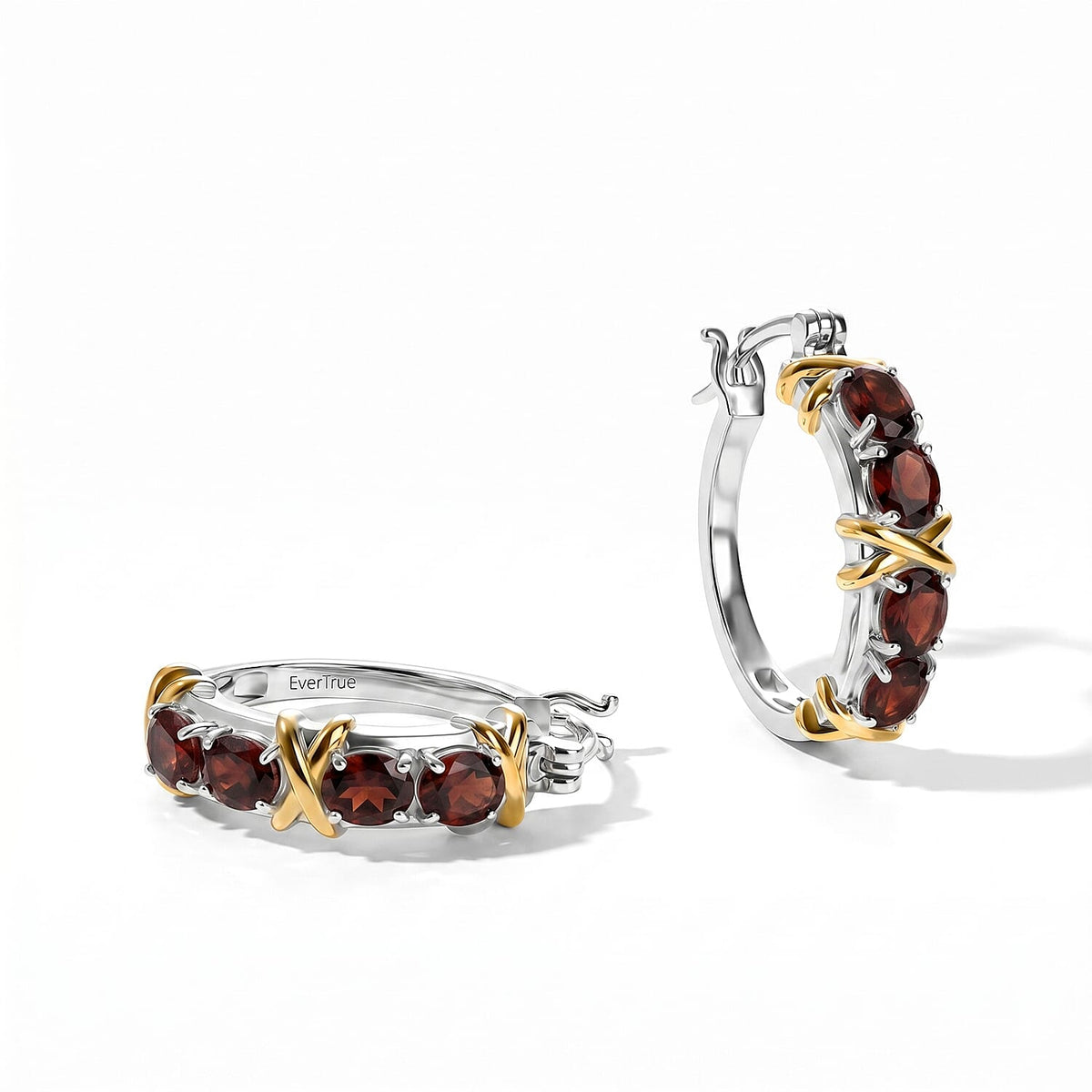 TLV EverTrue African Amethyst Hoop Earrings in 18K YG Plated and Platinum Bond 2.65 ctw
