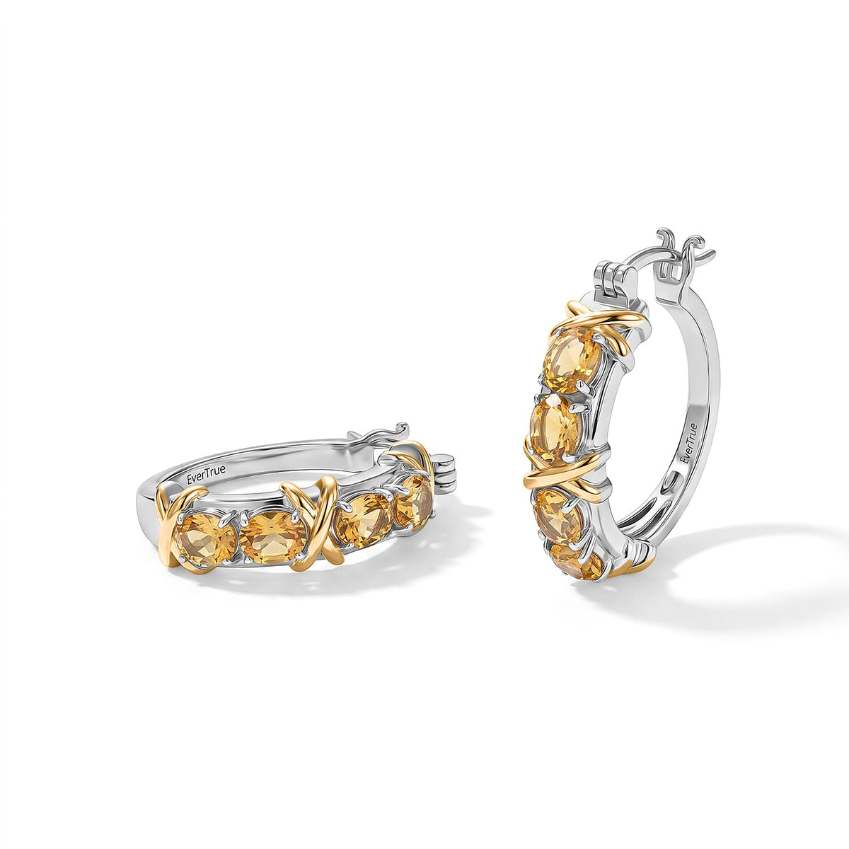 TLV EverTrue African Amethyst Hoop Earrings in 18K YG Plated and Platinum Bond 2.65 ctw