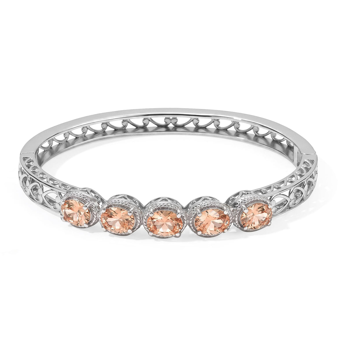 EverTrue Simulated Diamond Bangle Bracelet in Stainless Steel (7.25 In)