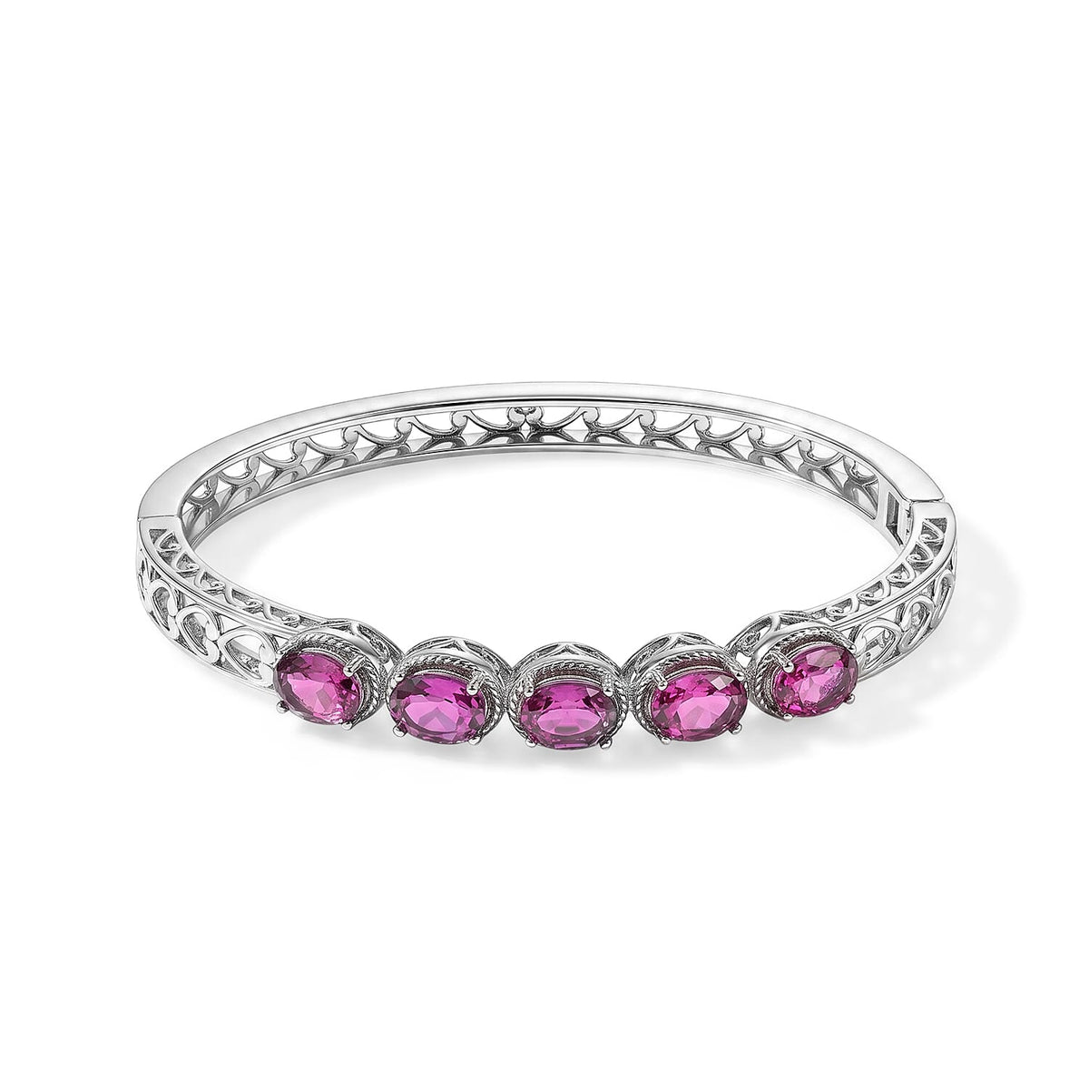 EverTrue Simulated Diamond Bangle Bracelet in Stainless Steel (7.25 In)