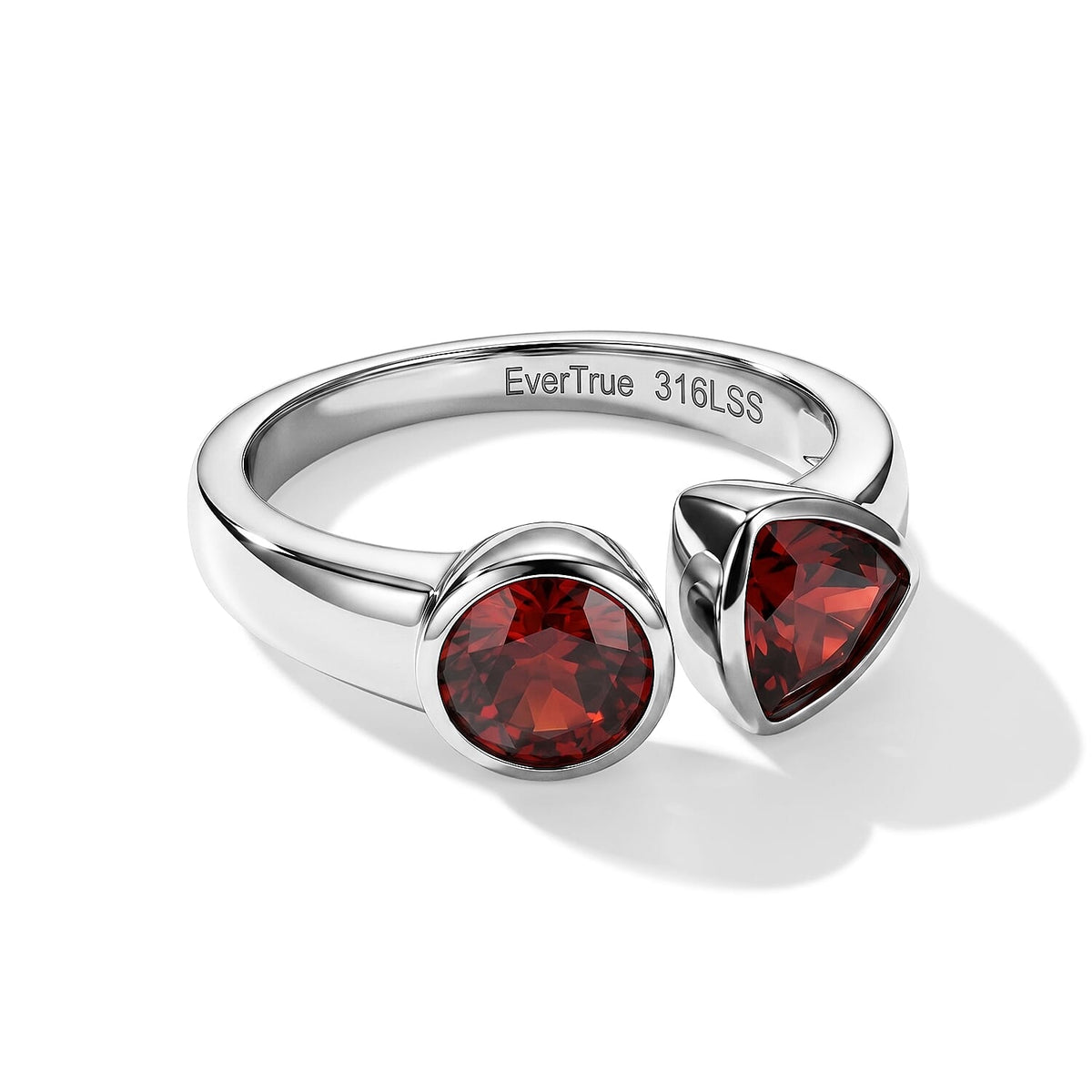 EverTrue Mozambique Garnet Ring in Stainless Steel (Size 7.0) 1.80 ctw