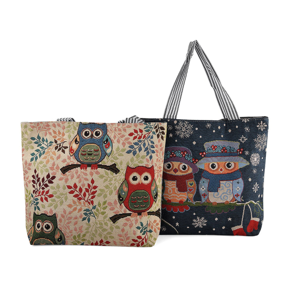 Set of 2 La Marey Multi Color Elephant Tote Bag