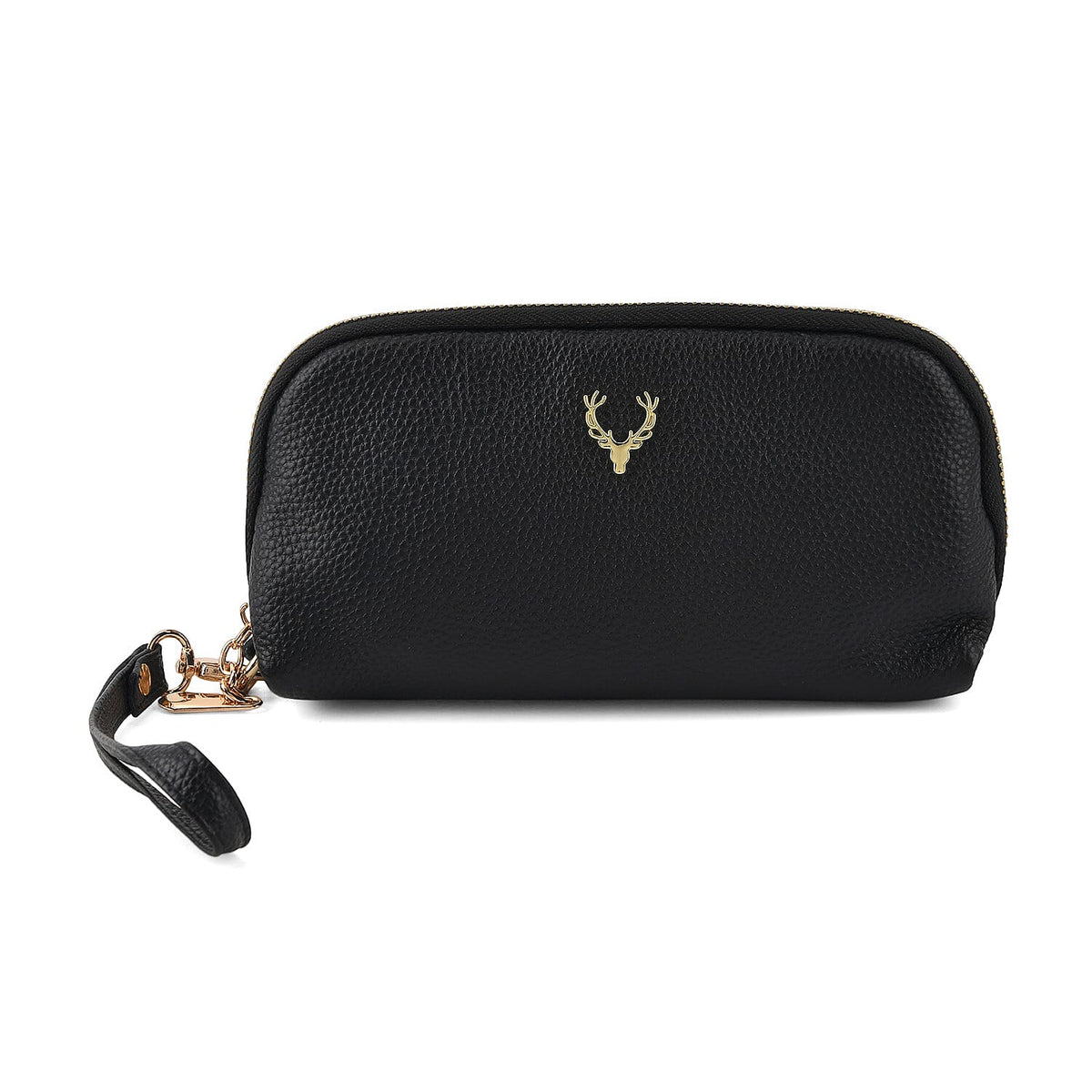 La Marey Black Genuine Leather Women''s Wallet with Wristlet Strap