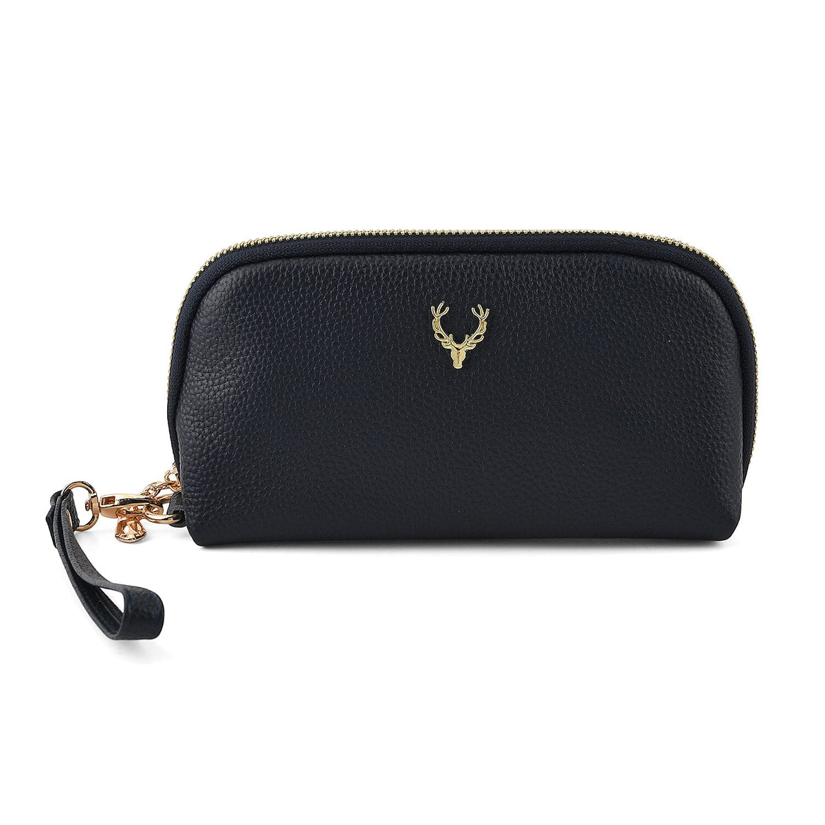 La Marey Black Genuine Leather Women''s Wallet with Wristlet Strap