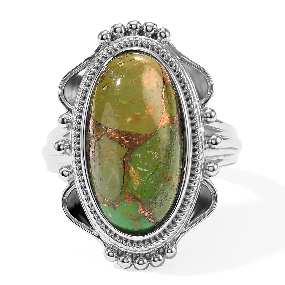 EverTrue Nephrite Jade 8.25 ctw Solitaire Ring in Stainless Steel (Size 10.0)
