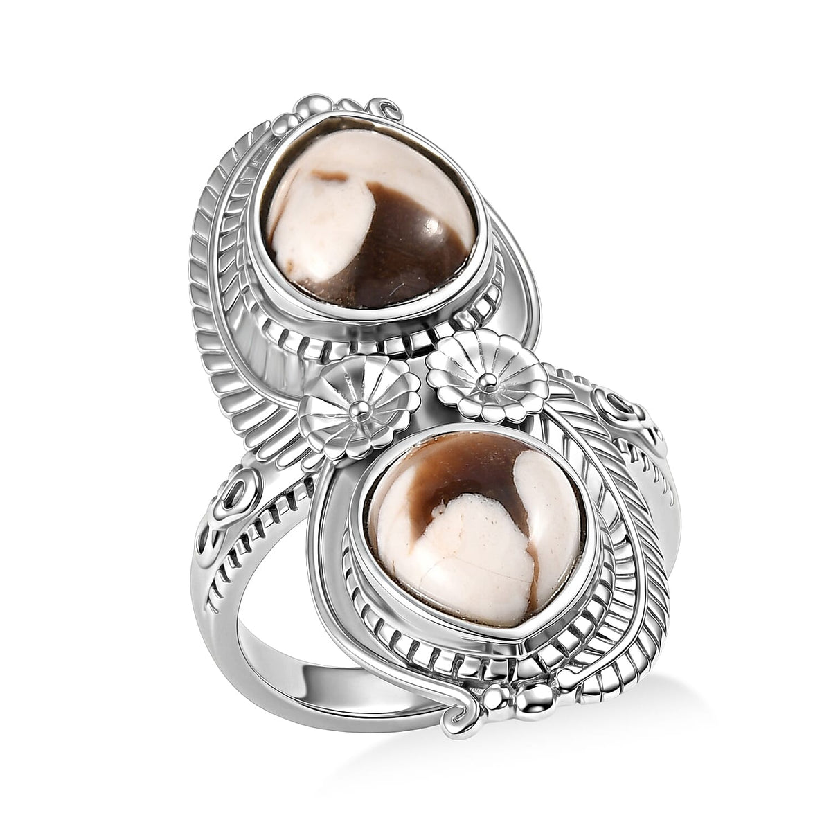 EverTrue Peanut Wood Jasper Ring in Stainless Steel (Size 10.0) 2.75 ctw