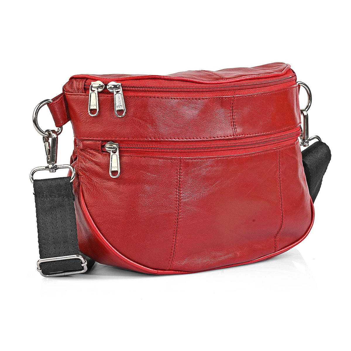 La Marey Black Genuine Leather Front Pocket RFID Crossbody Bag