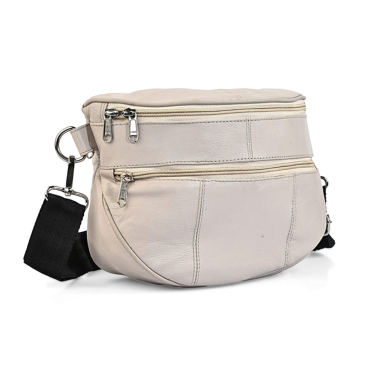 La Marey Black Genuine Leather Front Pocket RFID Crossbody Bag