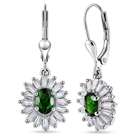 D''Joy Chrome Diopside, Moissanite Earrings in Rhodium Over Sterling Silver 2.00 ctw