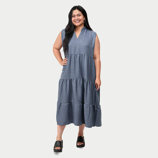 La Marey Denim Flowy Maxi Dress - One Size Missy