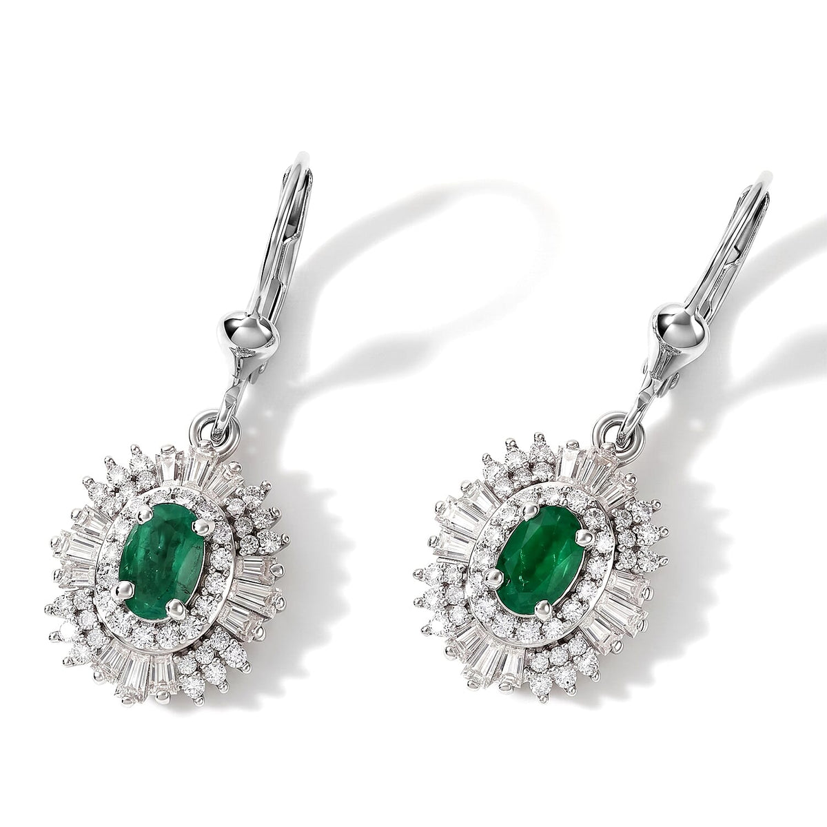 D''Joy AAA Kagem Zambian Emerald and Moissanite 2.10 ctw Earrings in Rhodium Over Sterling Silver