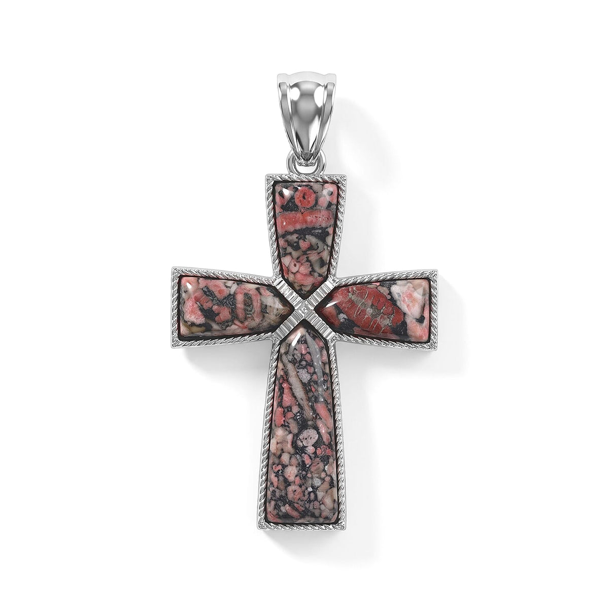 Sodalite 17.00 ctw Cross Pendant without Chain in Silvertone
