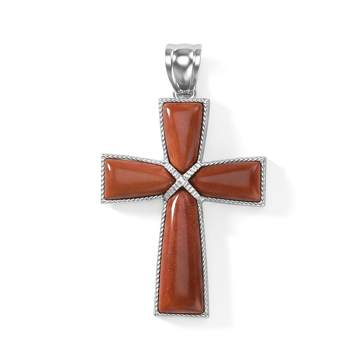 Sodalite 17.00 ctw Cross Pendant without Chain in Silvertone