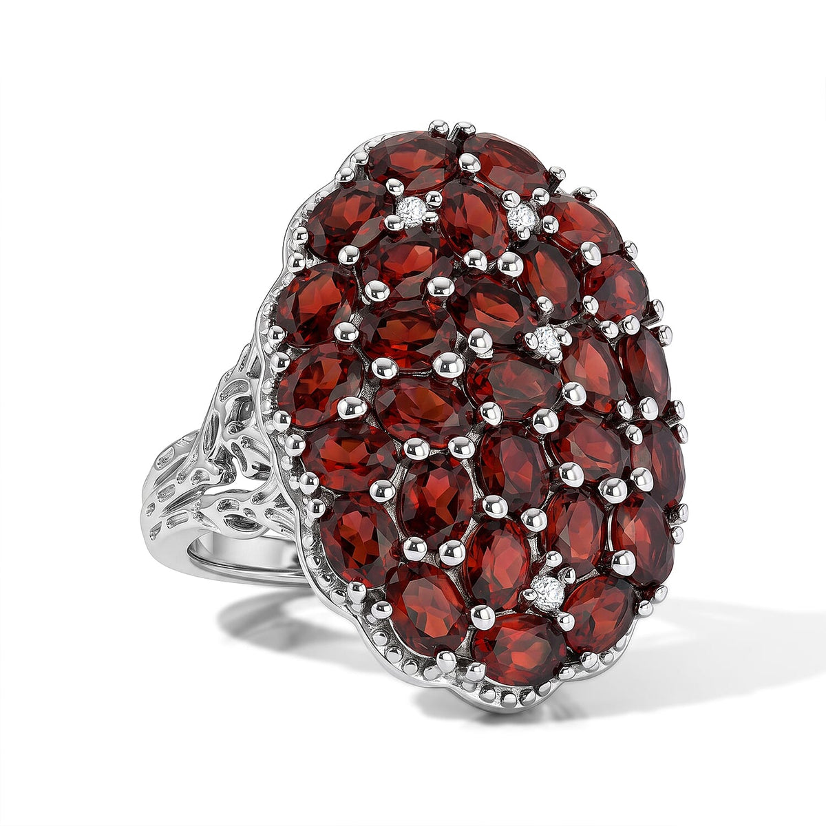 EverTrue African Amethyst, White Zircon Mosaic Bloom Ring in Platinum Bond (Size 10.0) 4.65 ctw