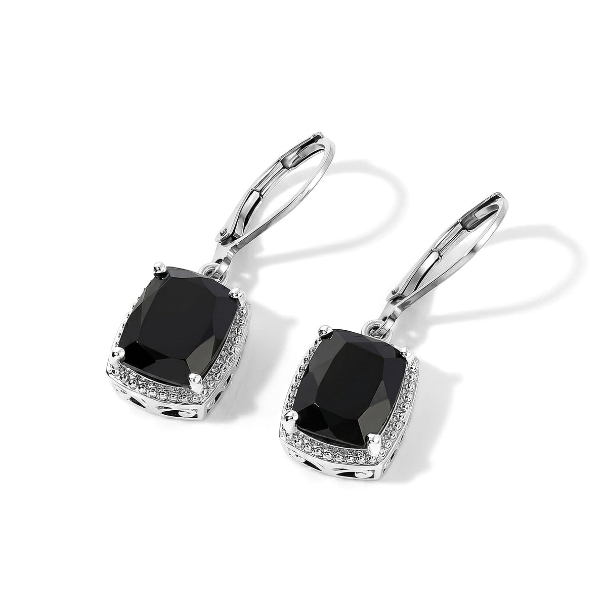 EverTrue Australian Black Tourmaline Solitaire Lever Back Earrings in Platinum Bond 6.25 ctw