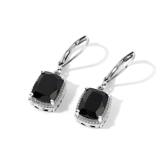 EverTrue Australian Black Tourmaline Solitaire Lever Back Earrings in Platinum Bond 6.25 ctw