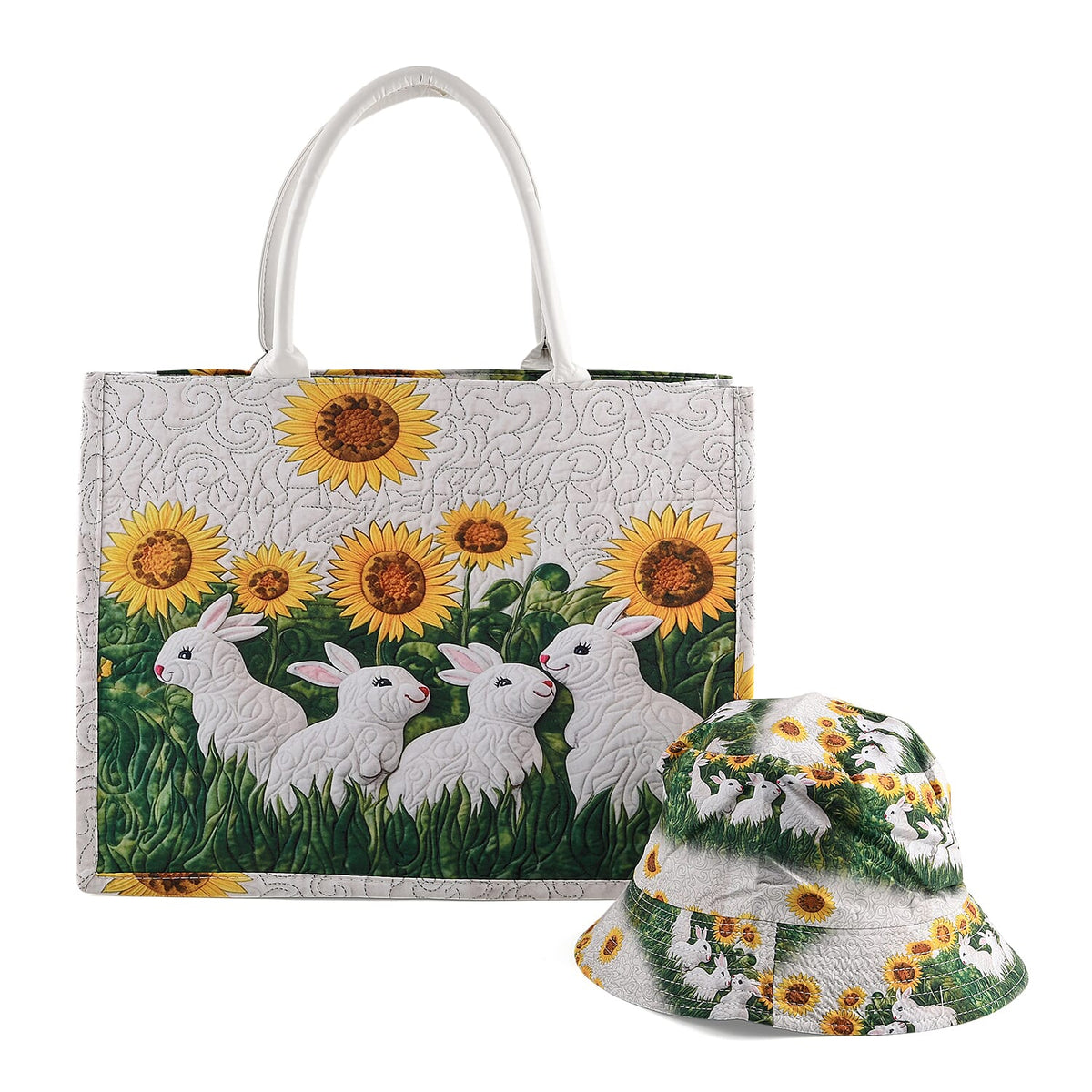 La Marey Red Dog Print Set of Bag (16.9"x12.9"x5.5") and Bucket Hat (22.8")