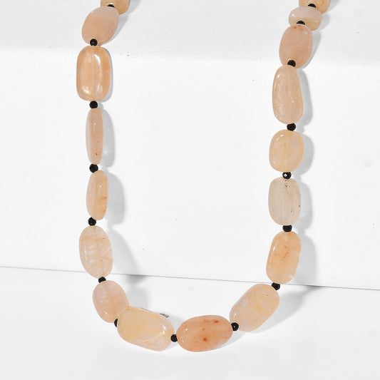 EverTrue Yellow Aventurine, Thai Black Spinel Necklace (18 Inches) in Stainless Steel 115.00 ctw