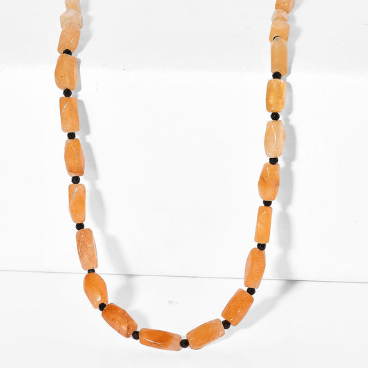 EverTrue Yellow Aventurine, Thai Black Spinel Necklace (18 Inches) in Stainless Steel 75.00 ctw