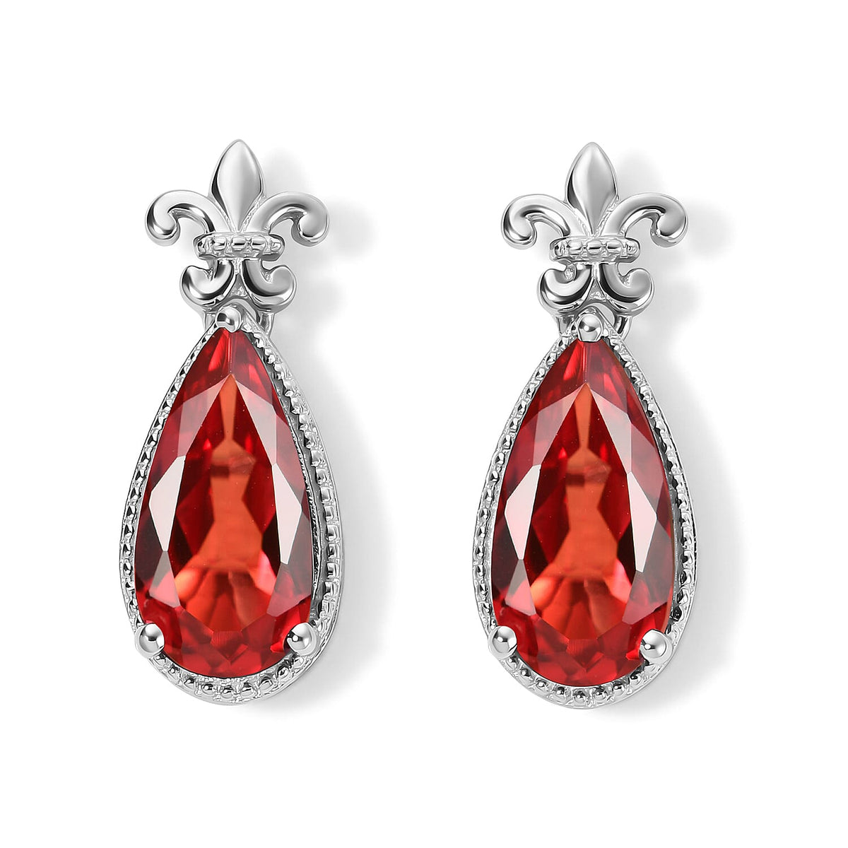EverTrue Lab Created Padparadscha Sapphire Earrings in Platinum Bond 12.25 ctw