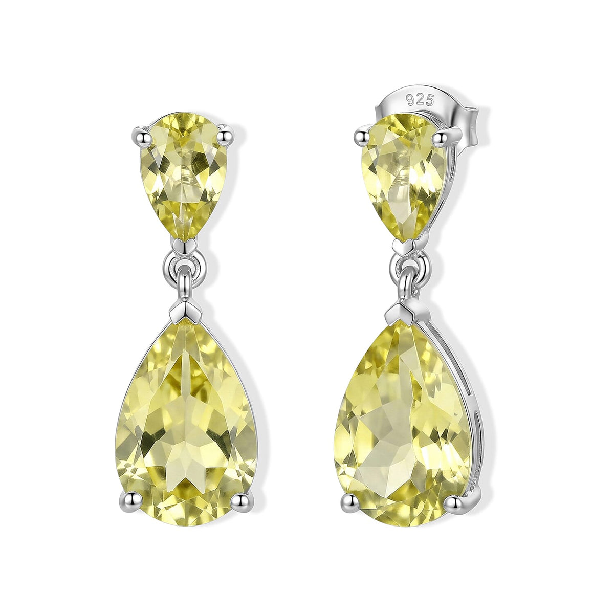 EverTrue Green Gold Quartz Earrings in Platinum Bond 7.15 ctw