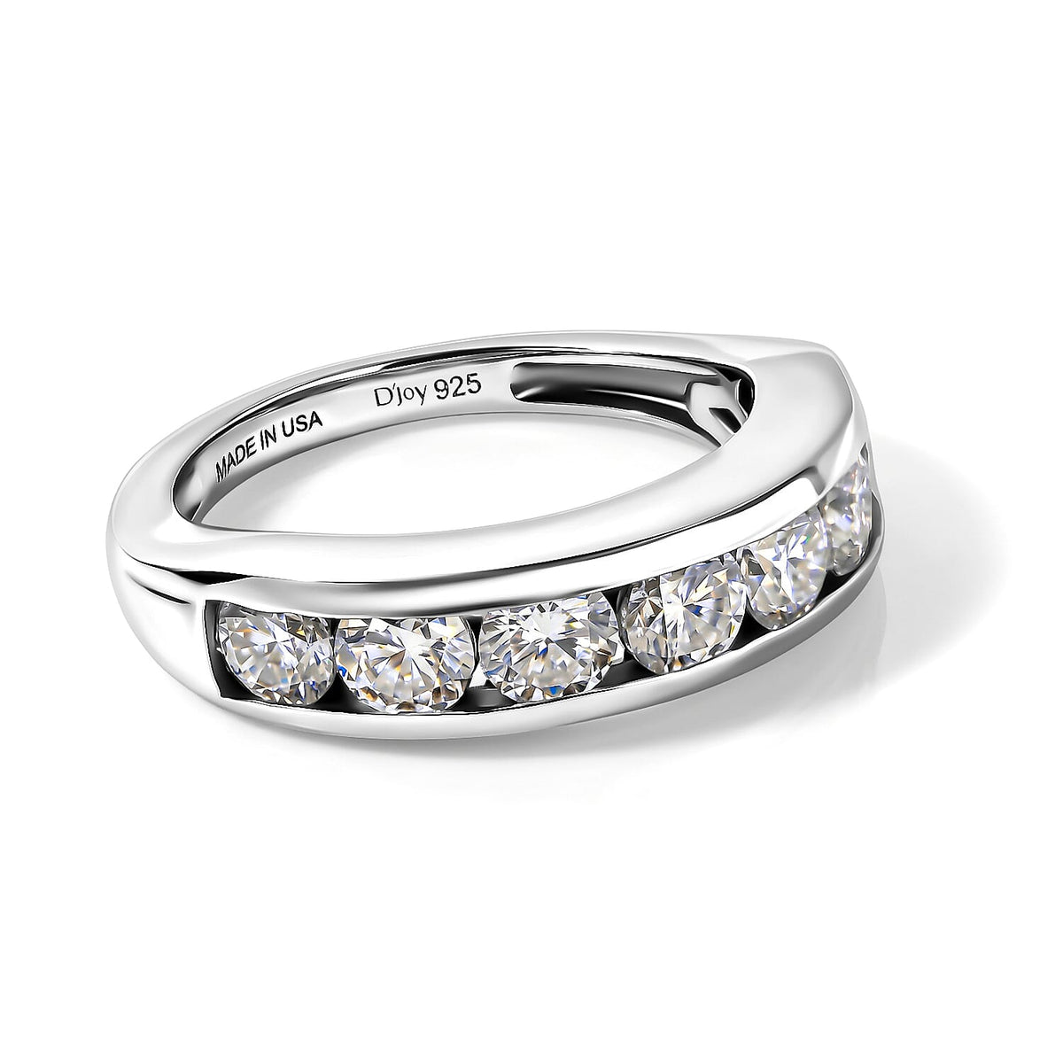 D''Joy Moissanite (Rnd 4mm) Ring in Platinum Over Sterling Silver (Size 10.0) 1.70 ctw